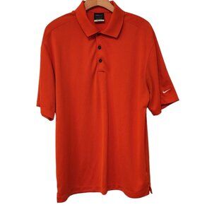 Nike Golf Dri-Fit Polo Shirt Orange Short‎ Sleeve Polyester Mens Size Large EUC